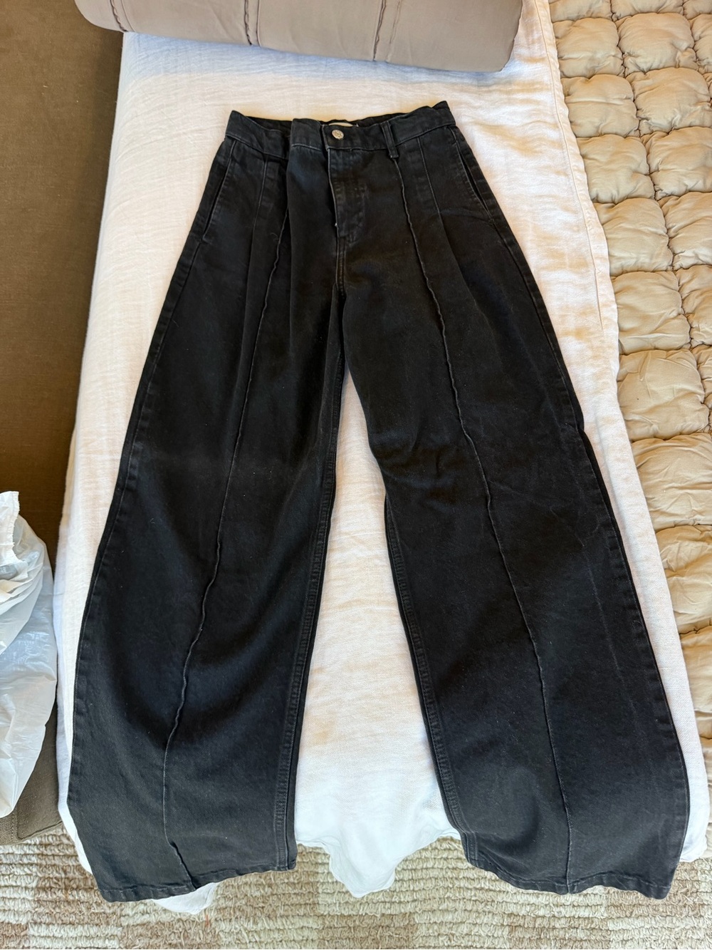 Mango Denim - Mid Rise Black Wide-Leg Women’s Jeans
